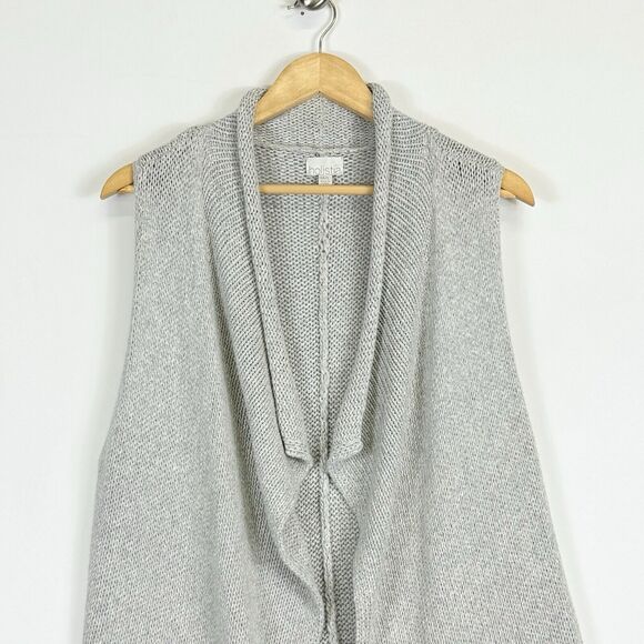 Holistia Grey Chunky Knit Open Front Cardigan Vest Sweater Women's Medium Large - Picture 2 of 8